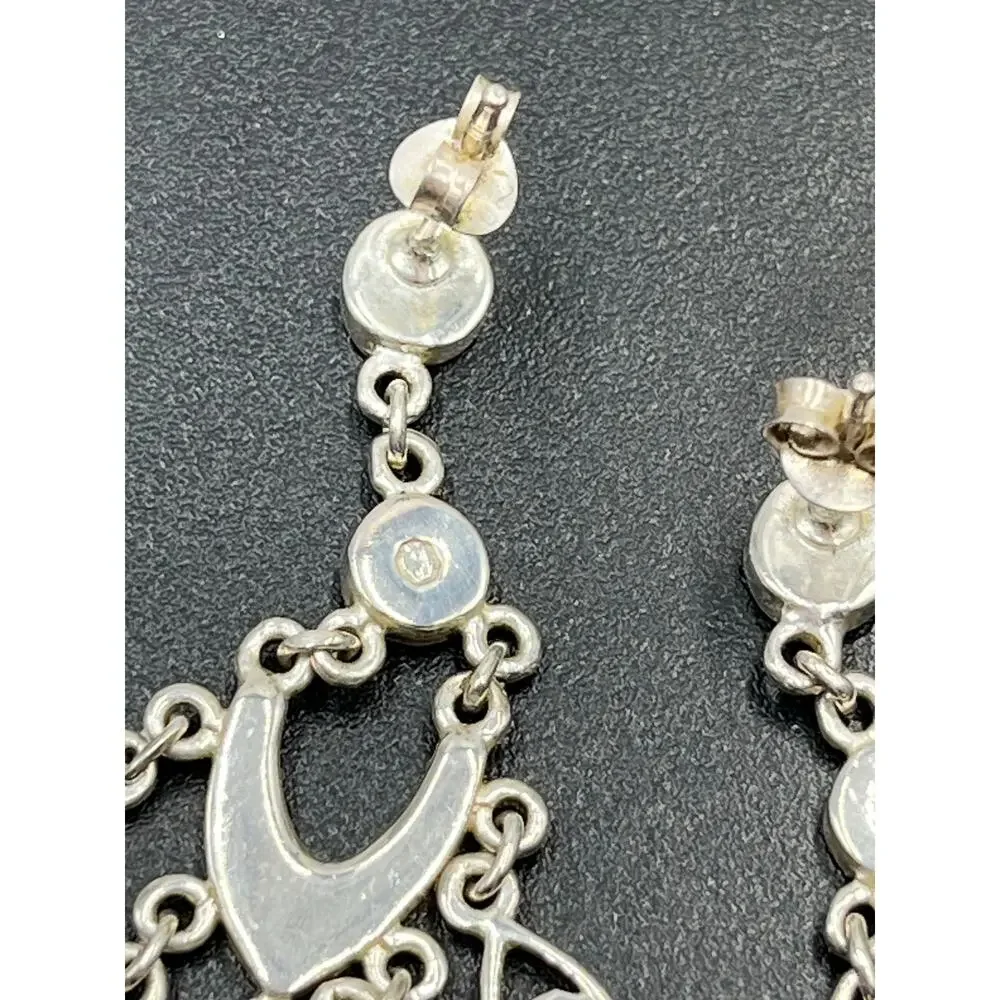 Sterling Silver Pastel Mother‎ of Pearl Inlay Boho Statement Chandelier Earring